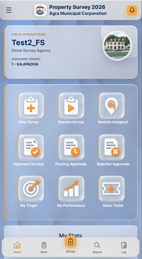Surveyor home dashboard
