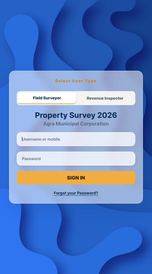 Field Surveyor login screen