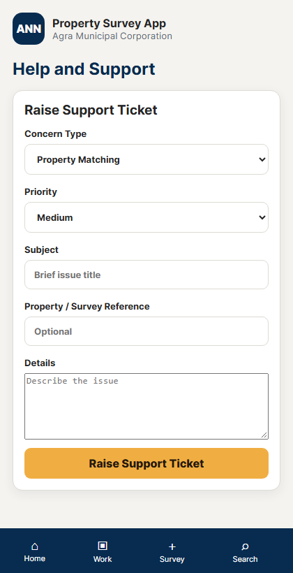 Help and Support ticket form